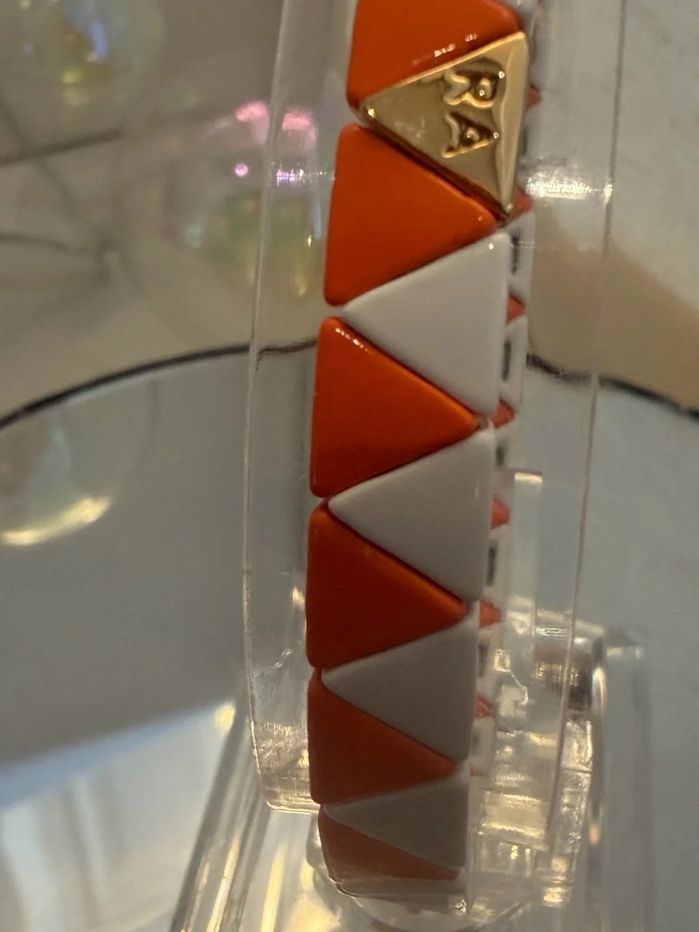 Roxanne Assoulin Authentic Orange and White Studded Enamel Bracelet NEW